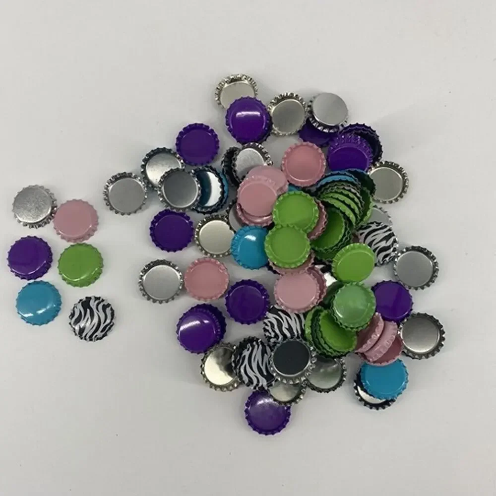 120 Assorted Metal Bottle Caps Crafts Home Brewing DIY Mixed Colors & Zebra New